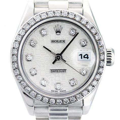 ladies platinum rolex watch|platinum Rolex with diamonds price.